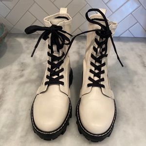 Rag and Bone white leather combat boots - size 37.5/7